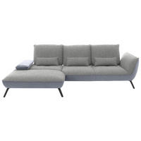 ECKSOFA in Flachgewebe Hellgrau  - Hellgrau/Schwarz, Design, Textil/Metall (191/301cm) - Moderano