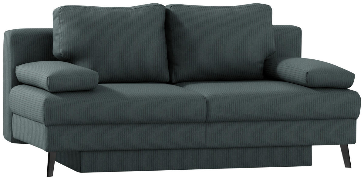 SCHLAFSOFA  in Cord Grau  - Schwarz/Grau, MODERN, Textil/Metall (194/91/90cm) - Novel