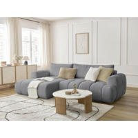 ECKSCHLAFSOFA FUJI Bouclé Dunkelgrau  inkl.  - Dunkelgrau/Schwarz, MODERN, Kunststoff/Textil (160/292cm)