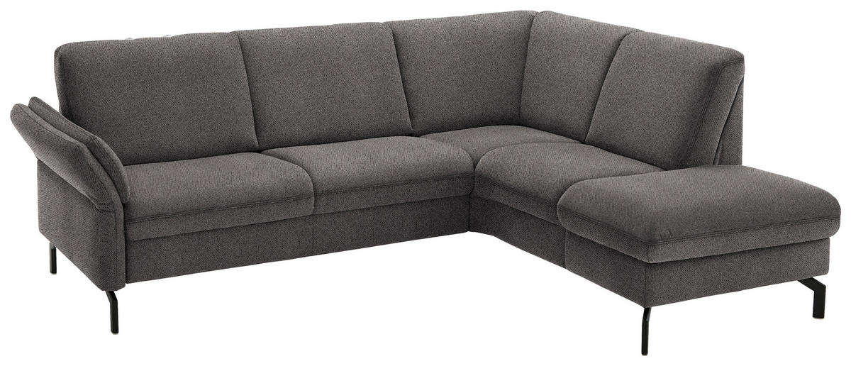 ECKSOFA in Flachgewebe Dunkelbraun  - Dunkelbraun/Schwarz, Konventionell, Textil/Metall (241/190cm) - Beldomo Comfort