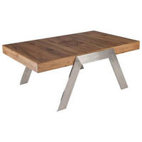 COUCHTISCH in Holz, Metall 110/70/45 cm  - Edelstahlfarben/Eichefarben, Basics, Holz/Metall (110/70/45cm) - Venda