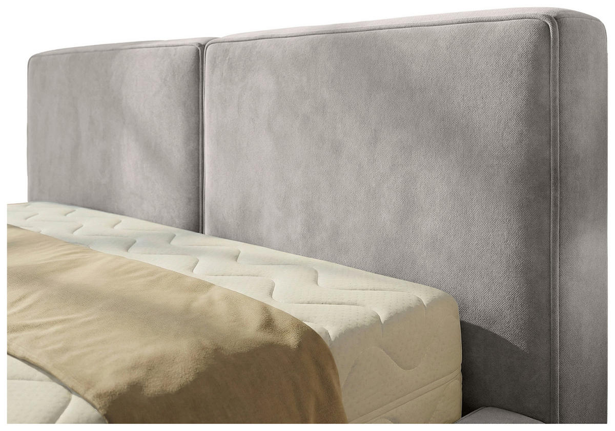 POLSTERBETT 180/200 cm,  in Hellgrau, gepolstertes Kopfteil, Lattenrost, Bettkasten,  - Hellgrau/Schwarz, MODERN, Holz/Kunststoff (180/200cm) - Chameo