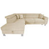 ECKSOFA inkl. Funktionen Creme Cord  - Silberfarben/Creme, Design, Textil/Metall (226/257cm) - Xora