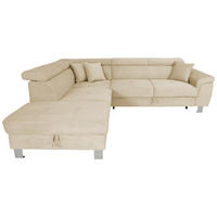 ECKSOFA in Cord Creme  - Silberfarben/Creme, Design, Textil/Metall (226/257cm) - Xora