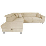 ECKSOFA in Cord Creme  226/257 cm  - Silberfarben/Creme, Design, Textil/Metall (226/257cm) - Xora