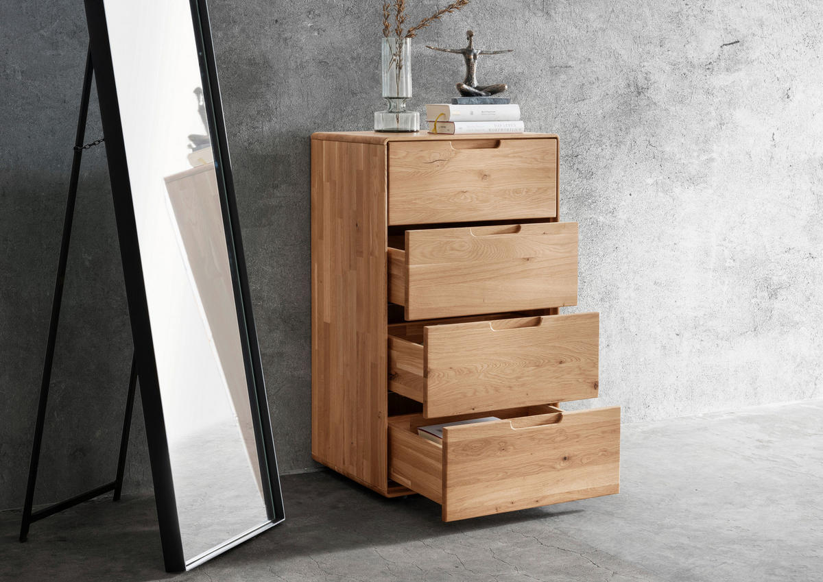 KOMMODE , 51/91/40 cm, 4 Schublade(n)  - Wildeiche, Design, Holz (51/91/40cm) - Livetastic