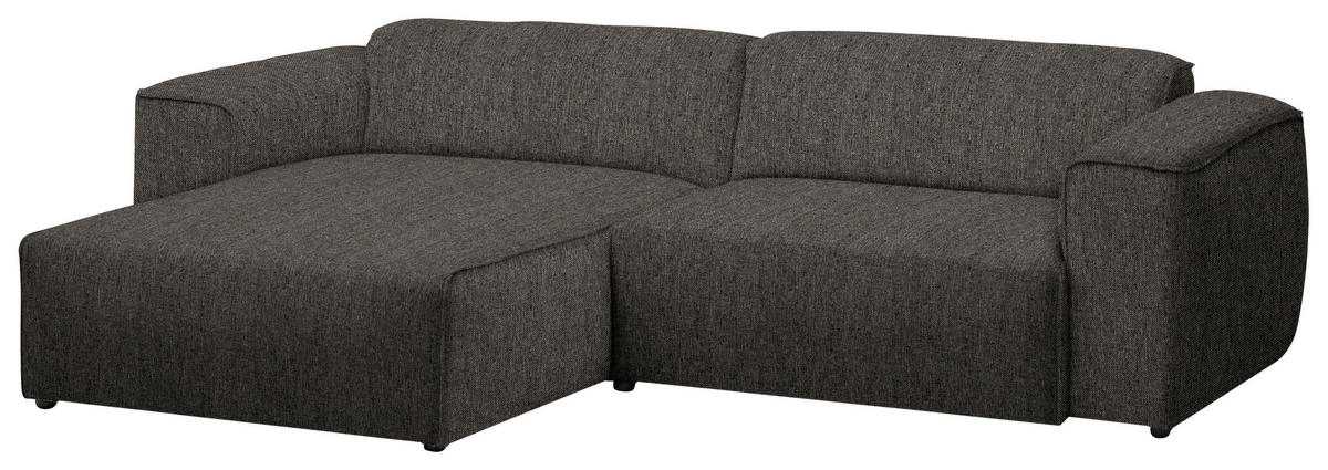 ECKSOFA in Webstoff Dunkelbraun  171/265 cm  - Dunkelbraun/Schwarz, Design, Kunststoff/Textil (171/265cm) - home24