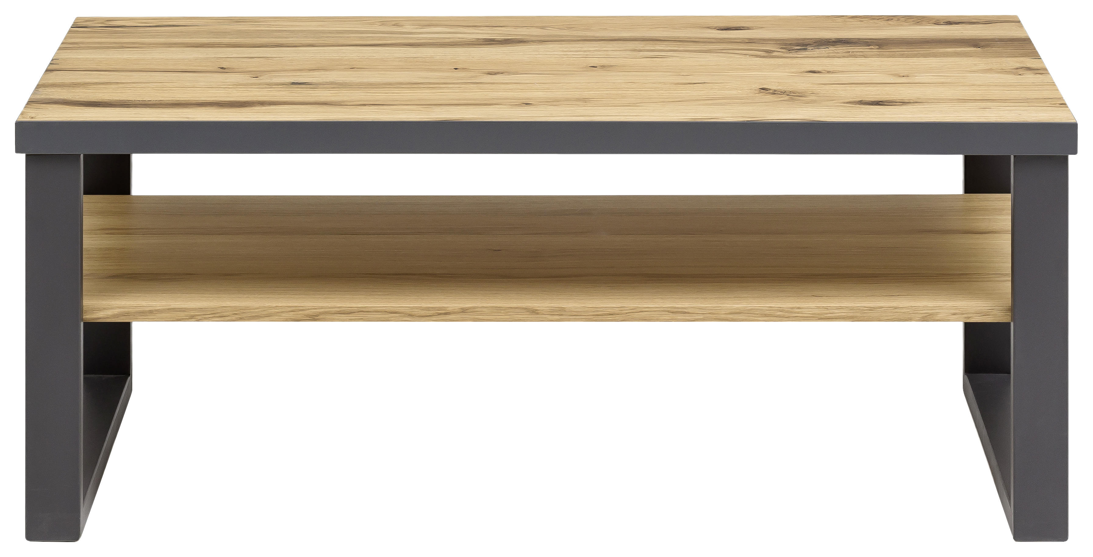 COUCHTISCH Eiche furniert rechteckig Alteiche  - Alteiche/Graphitfarben, Trend, Holz/Metall (115/65/45cm) - Carryhome
