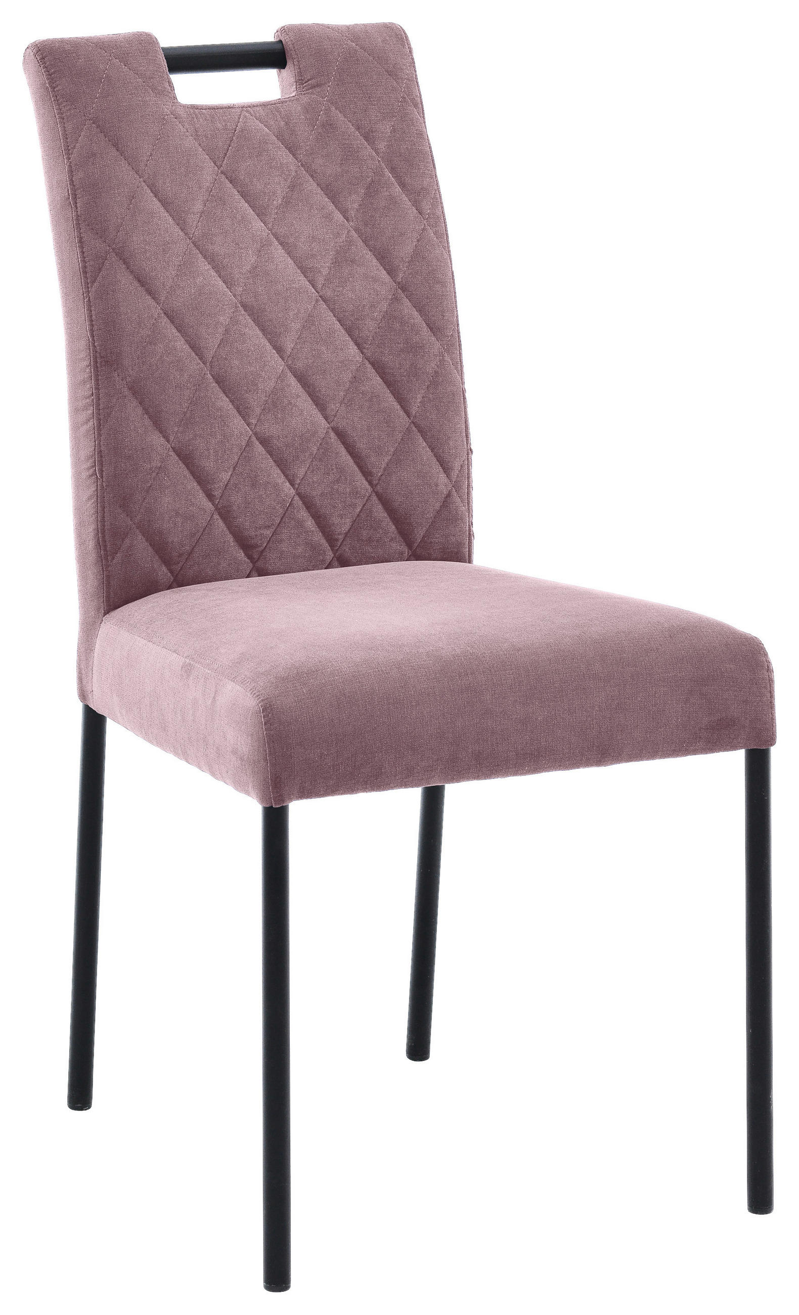 STUHL Webstoff Altrosa  - Schwarz/Altrosa, KONVENTIONELL, Textil/Metall (46/91/61cm) - Carryhome