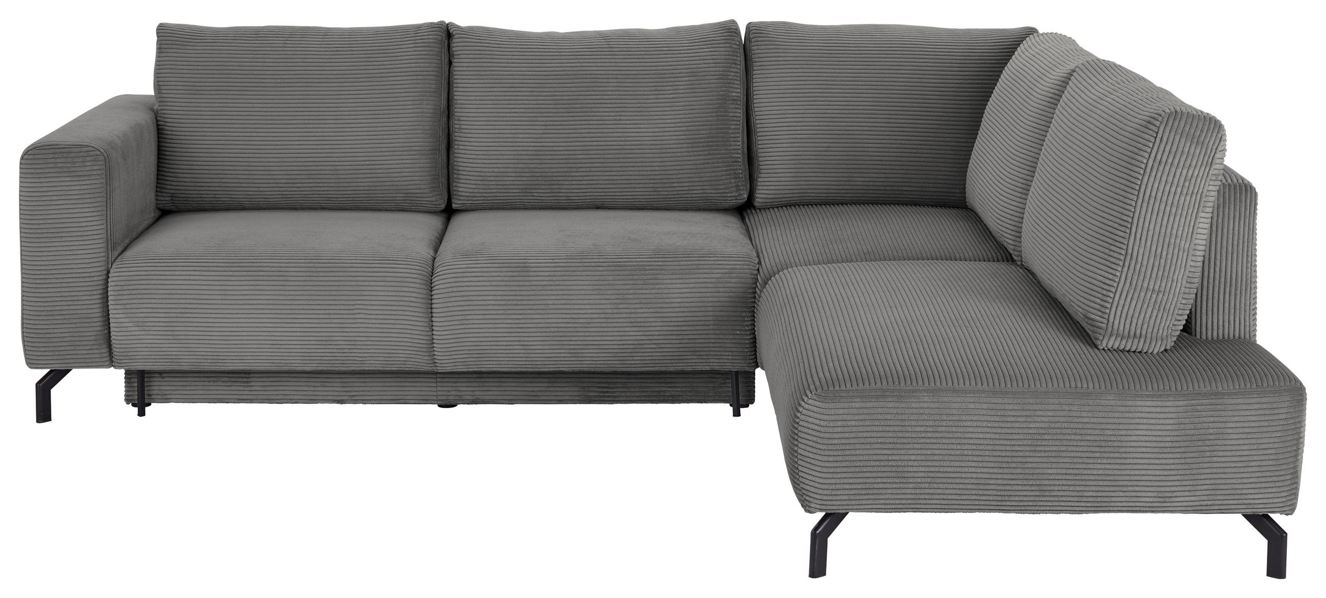 ECKSOFA Grau Cord  - Schwarz/Grau, MODERN, Textil (272/210cm) - P & B