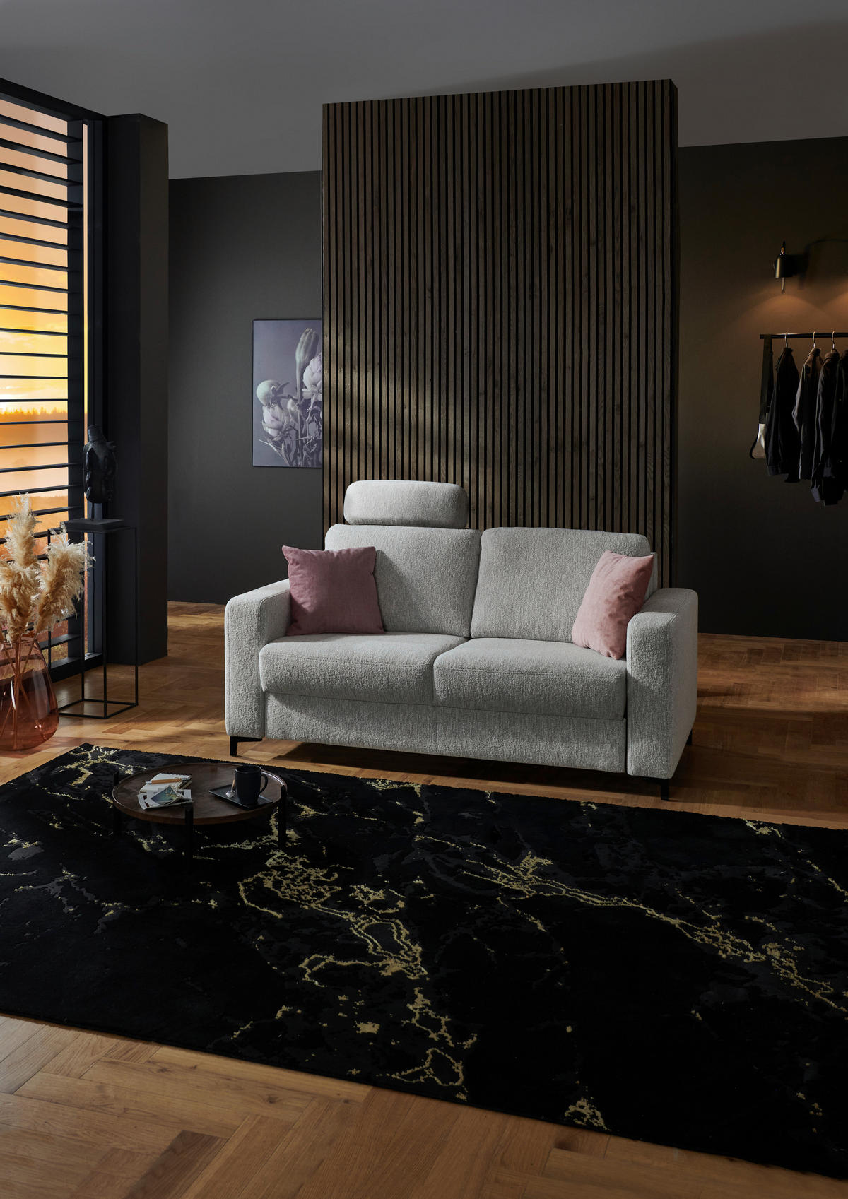 SCHLAFSOFA in Textil Ecru  - Ecru/Schwarz, Konventionell, Textil/Metall (196/87/103cm) - Dieter Knoll