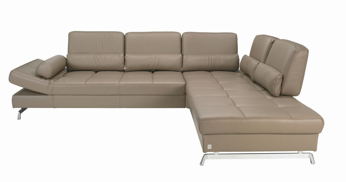 ECKSOFA in Echtleder Braun  299/250 cm  - Alufarben/Braun, Design, Leder/Metall (299/250cm) - Joop!