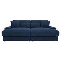 BIGSOFA in Cord Dunkelblau  - Schwarz/Dunkelblau, Modern, Kunststoff/Textil (230/85/190cm) - Carryhome