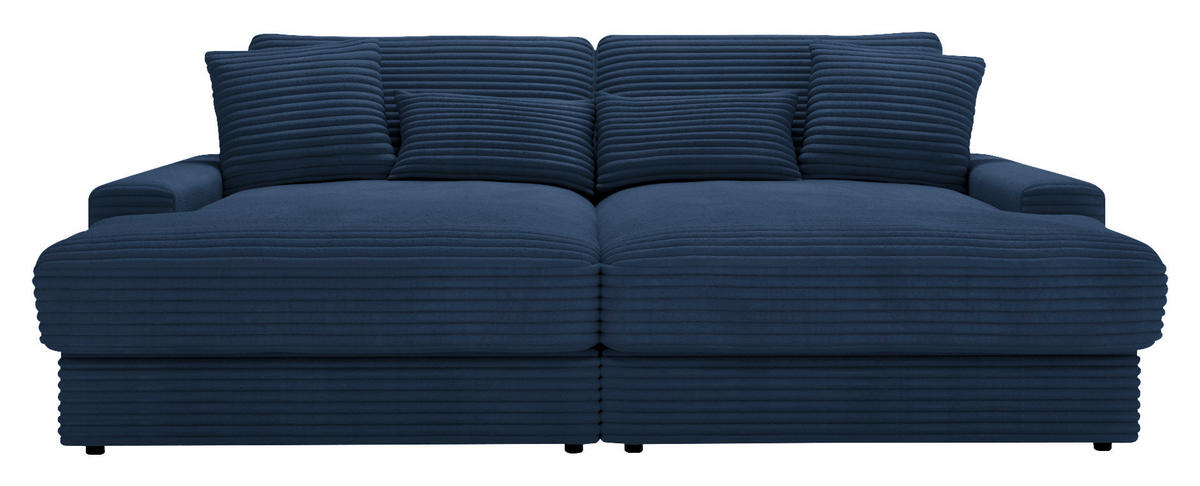 BIGSOFA in Cord Dunkelblau  - Schwarz/Dunkelblau, Modern, Kunststoff/Textil (230/85/190cm) - Carryhome