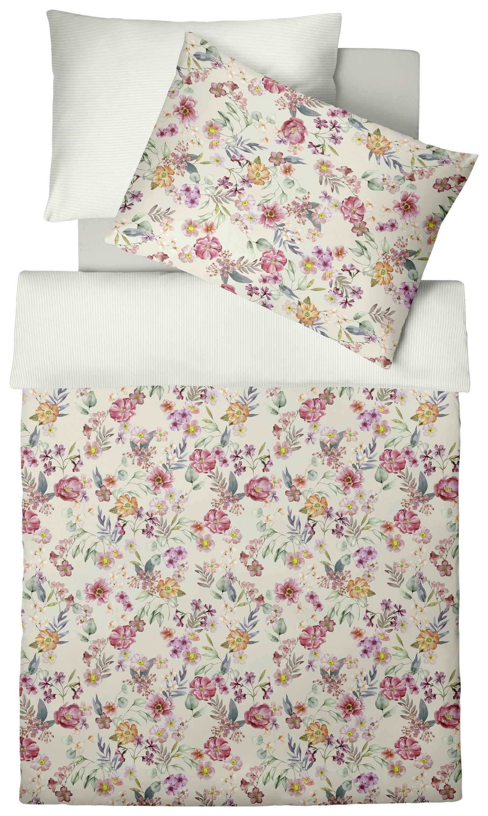 POVLEČENÍ, interlock jersey, zelená, oranžová, růžová, červená, bílá, béžová, 140/200 cm - oranžová/bílá, Design, textil (140/200cm) - Fleuresse