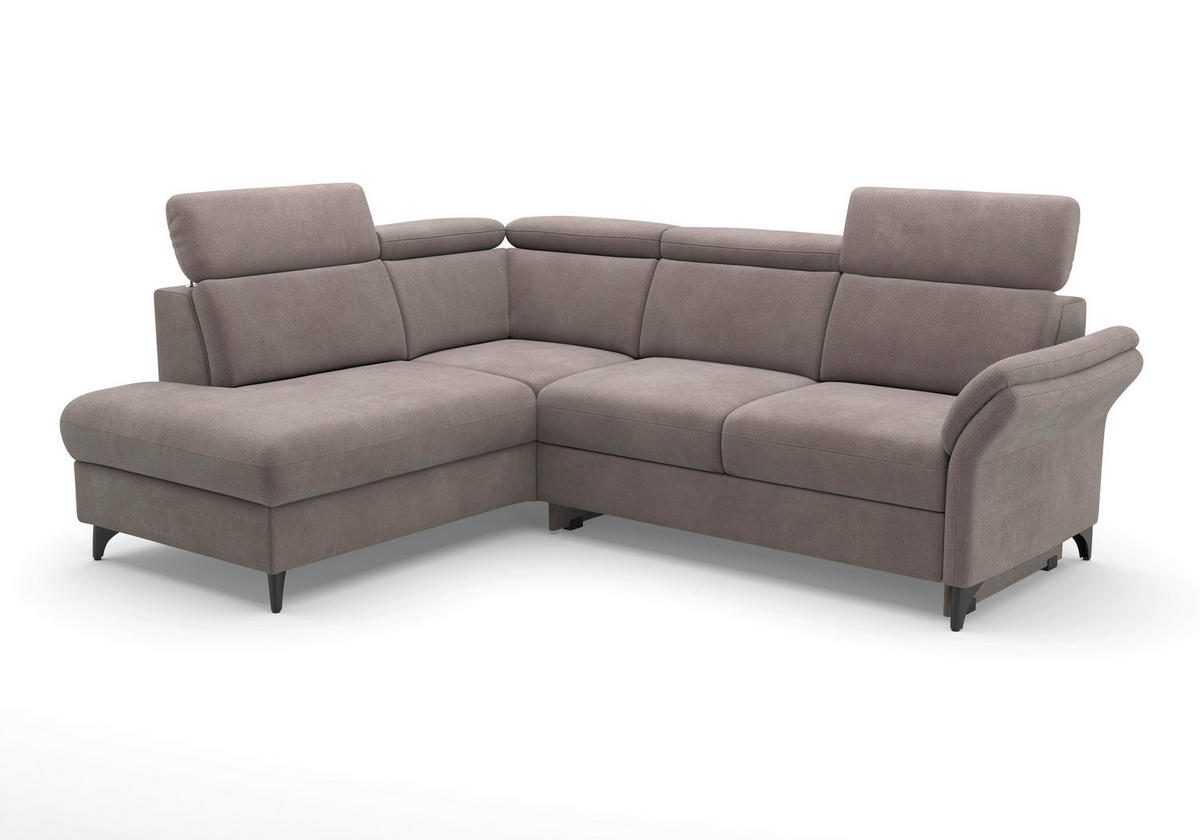 ECKSOFA Flachgewebe Taupe  - Taupe/Schwarz, Konventionell, Textil/Metall (193/247cm) - Sit & More