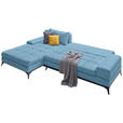 ECKSOFA in Webstoff Blau  - Blau/Schwarz, Design, Textil/Metall (212/315cm) - Carryhome