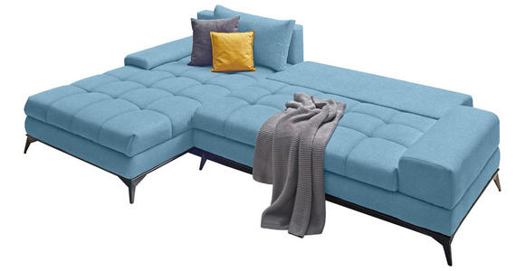 ECKSOFA in Webstoff Blau  - Blau/Schwarz, Design, Textil/Metall (212/315cm) - Carryhome