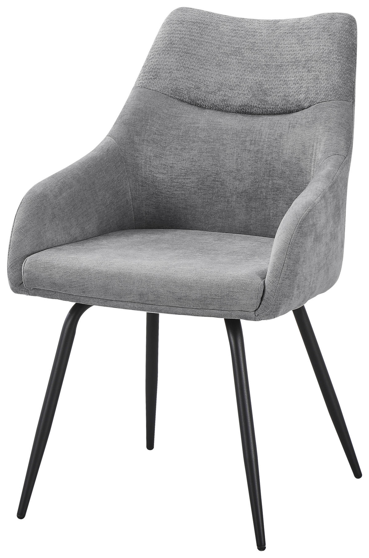 ARMLEHNSTUHL Eisen Chenille  - Schwarz/Grau, Basics, Textil/Metall (60/86/55cm) - Livetastic