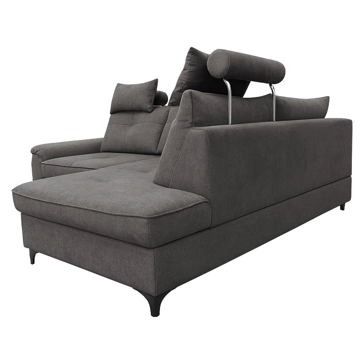 ECKSOFA SOLEI Dunkelgrau Chenille Zierkissen, Bettkasten, Kopfstütze  - Dunkelgrau/Schwarz, Design, Kunststoff/Textil (265/203cm) - MID.YOU