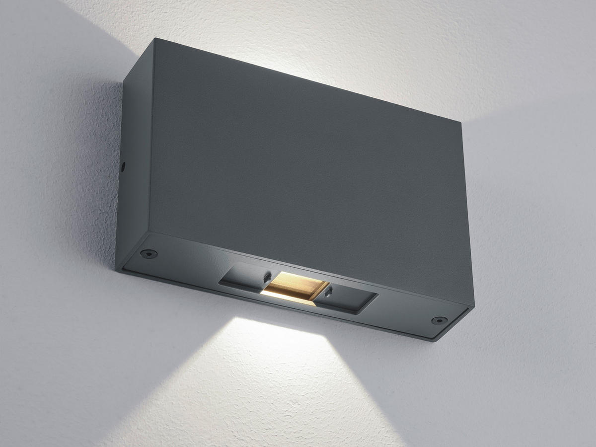 AUSSENWANDLEUCHTE Pari 18/11,5/4,5 cm  - Graphitfarben, Design, Glas/Metall (18/11,5/4,5cm) - Helestra