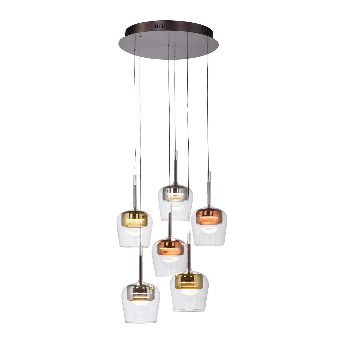 LED-HÄNGELEUCHTE 50/50/200 cm    - Silberfarben/Goldfarben, Design, Glas/Kunststoff (50/50/200cm)