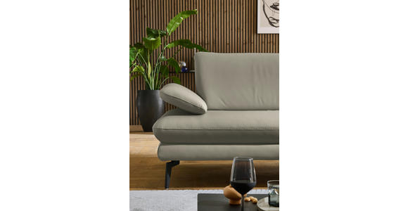 ECKSOFA in Echtleder Hellgrau  308/195 cm  - Hellgrau/Schwarz, Design, Leder/Metall (308/195cm) - Dieter Knoll