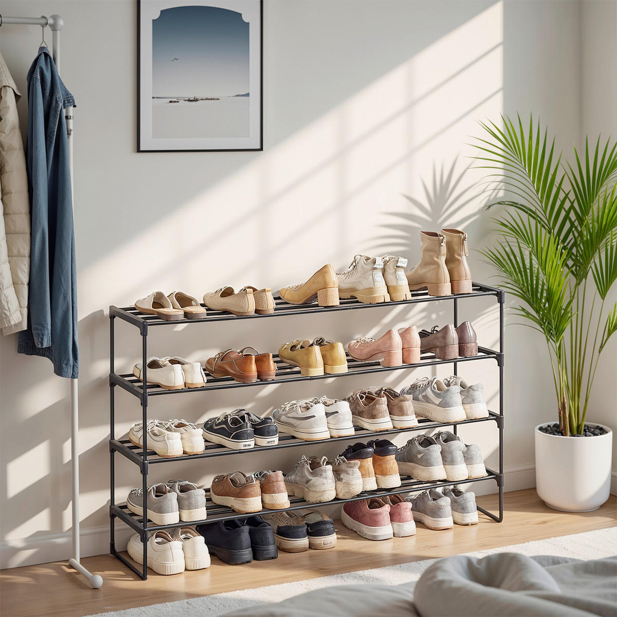 SCHUHREGAL Schwarz  - Schwarz, Trend, Kunststoff/Metall (117/72/30cm) - Boxxx