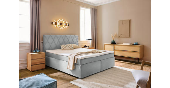 BOXSPRINGBETT 180/200 cm in Silberfarben - Silberfarben/Schwarz, Design, Kunststoff/Textil (180/200cm) - Xora