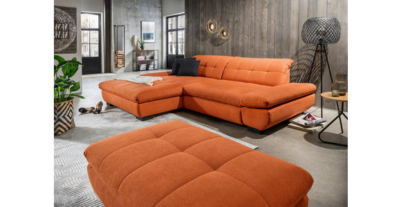 ECKSOFA in Mikrofaser Orange  198/290 cm  - Schwarz/Orange, Design, Textil/Metall (198/290cm) - Xora