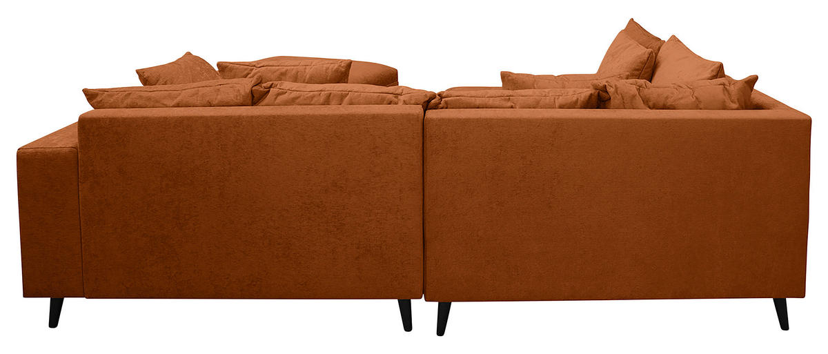 Ecksofa inkl. Hocker in Flachgewebe Rostfarben  - Rostfarben/Schwarz, Design, Holz/Textil (174/247cm) - MID.YOU