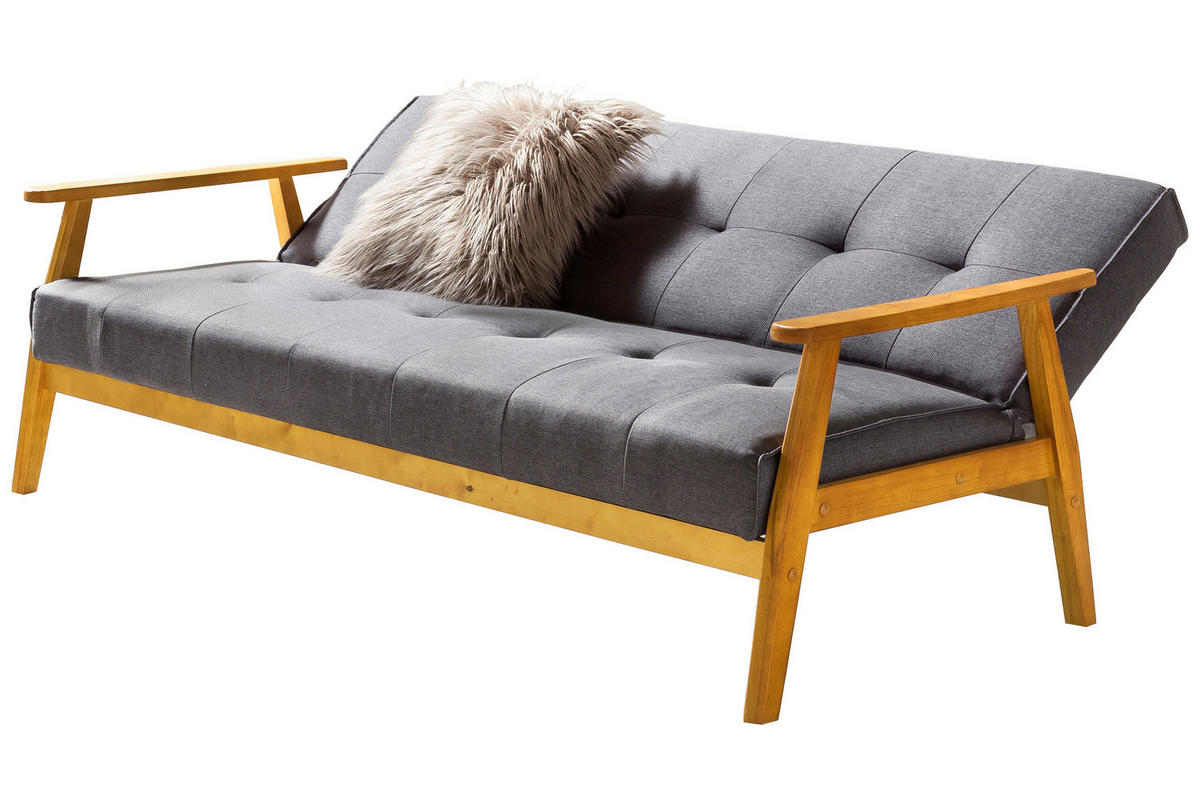 SCHLAFSOFA in Webstoff Naturfarben, Dunkelgrau  - Dunkelgrau/Naturfarben, MODERN, Holz/Textil (190/81/85cm) - Livetastic