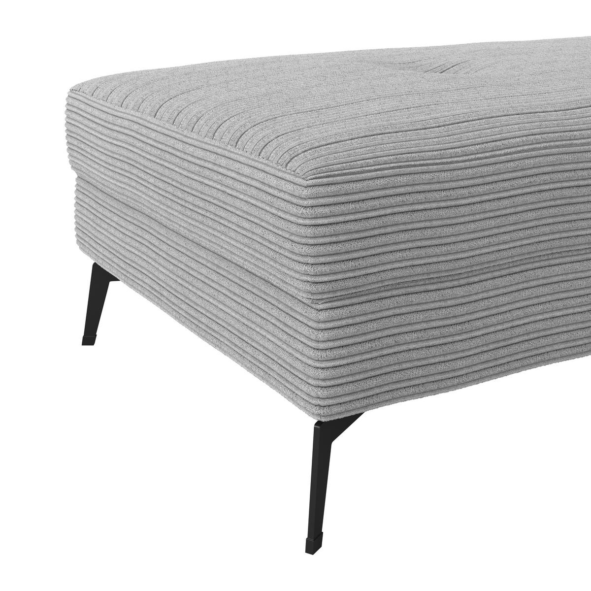 HOCKER ZERO Cord Hellgrau  - Hellgrau/Schwarz, Trend, Textil/Metall (140/46/80cm) - Livetastic