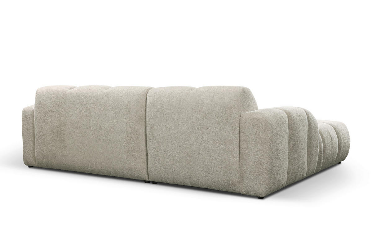 ECKSOFA VENTO Creme Bouclé  - Creme/Schwarz, Design, Kunststoff/Textil (175/255cm) - MID.YOU