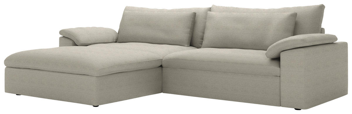 ECKSOFA  Chenille Hellbraun  - Hellbraun/Schwarz, Modern, Kunststoff/Textil (198/306cm) - Carryhome