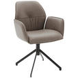 ARMLEHNSTUHL  Lederauswahl, Stoffauswahl, Sitzfläche 360° drehbar  Echtleder  - Taupe/Schwarz, Design, Leder (66/89/66cm) - Dieter Knoll