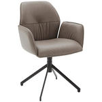 ARMLEHNSTUHL  Lederauswahl, Stoffauswahl, Sitzfläche 360° drehbar  Echtleder  - Taupe/Schwarz, Design, Leder (66/89/66cm) - Dieter Knoll