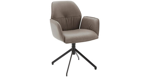 ARMLEHNSTUHL  Lederauswahl, Stoffauswahl, Sitzfläche 360° drehbar  Echtleder  - Taupe/Schwarz, Design, Leder (66/89/66cm) - Dieter Knoll
