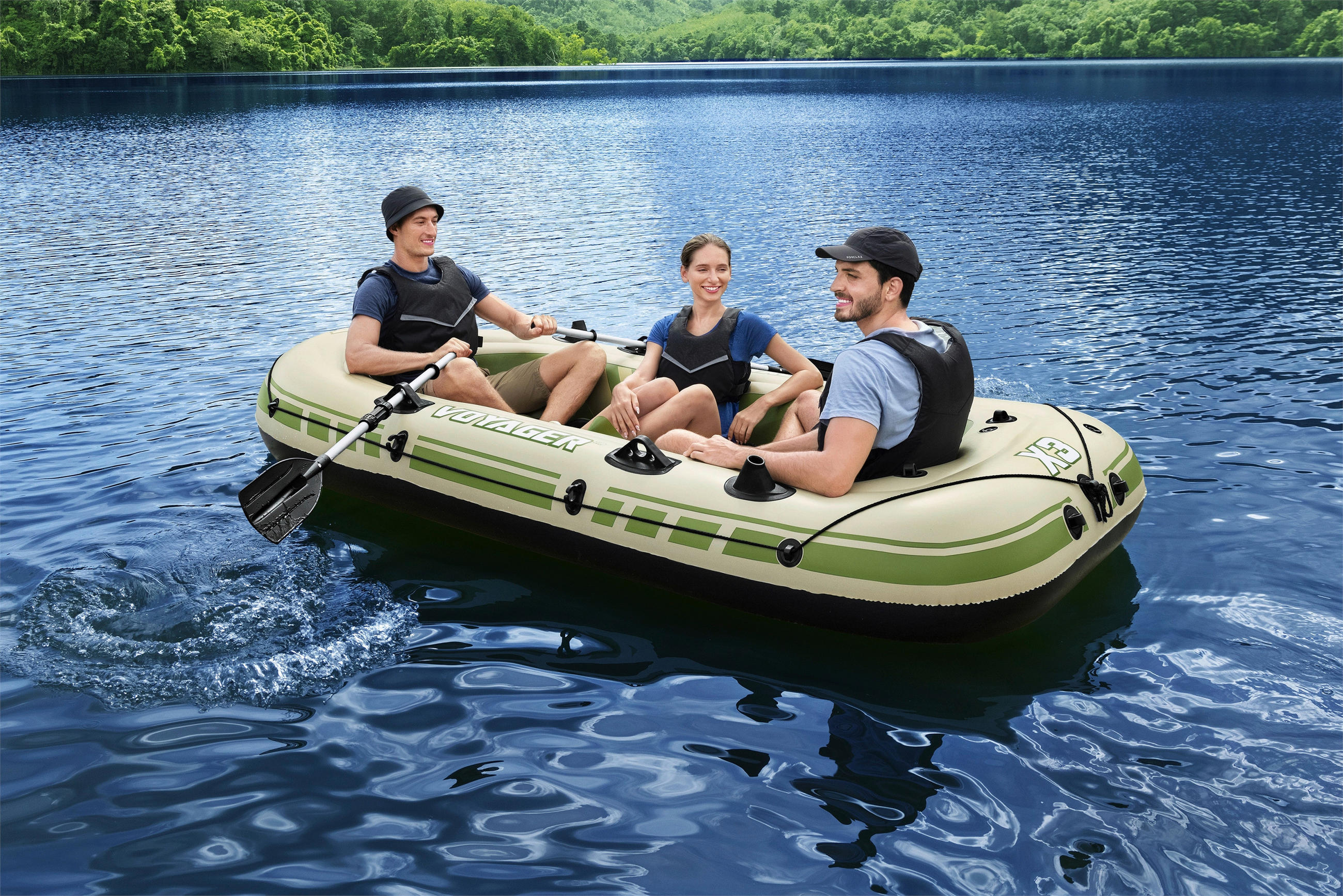 SCHLAUCHBOOT VOYAGER X3  - Beige/Olivgrün, KONVENTIONELL, Kunststoff/Metall (294/137/39cm) - Bestway