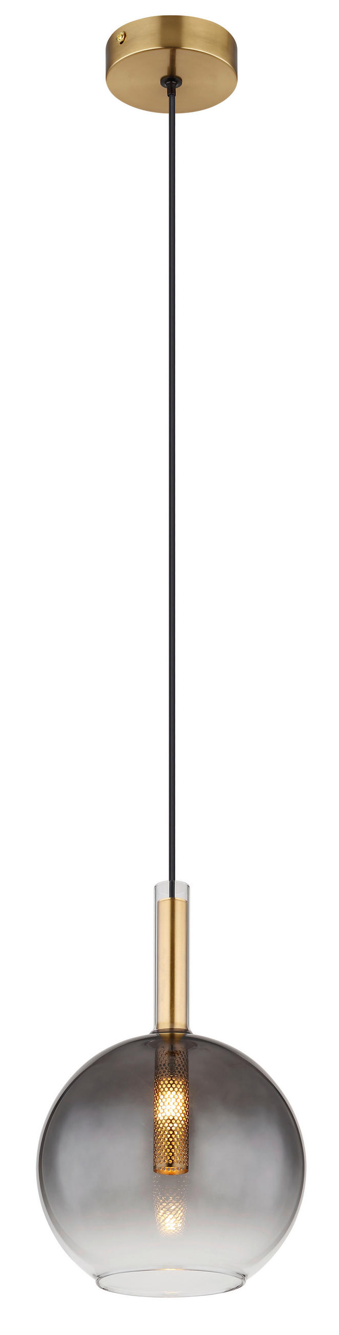 HÄNGELEUCHTE 18/120 cm - Klar/Messingfarben, Design, Glas/Metall (18/120cm) - Globo