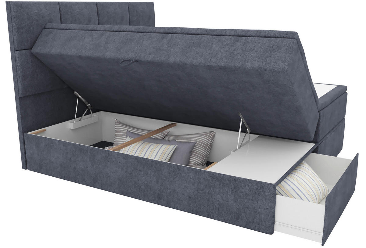BOXBETT 140/200 cm  in Dunkelgrau  - Dunkelgrau/Schwarz, KONVENTIONELL, Kunststoff/Textil (140/200cm) - Boxxx
