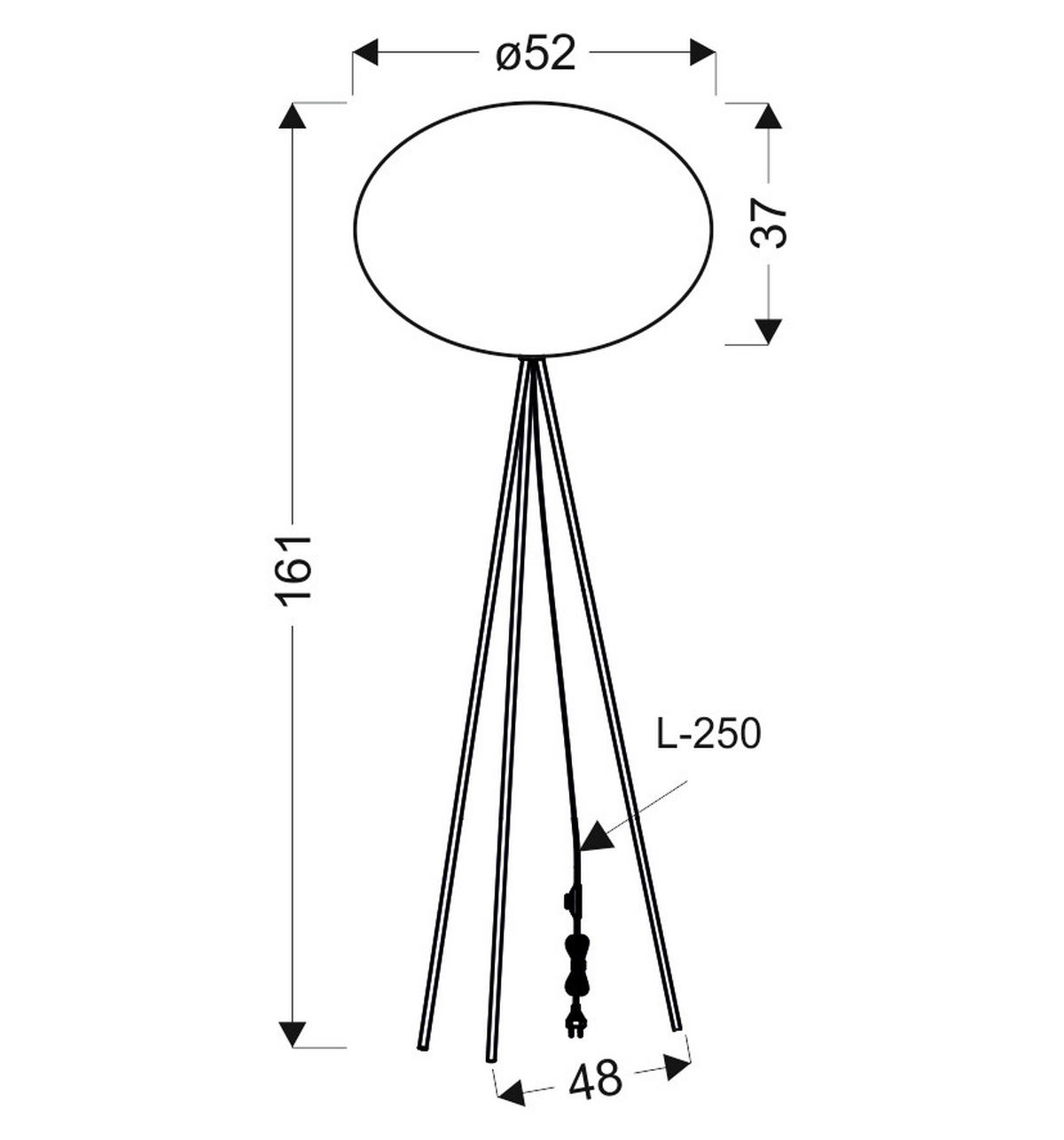 STEHLEUCHTE 52/52/161 cm    - Schwarz, KONVENTIONELL, Kunststoff/Metall (52/52/161cm)