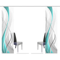 FLÄCHENVORHANG  4 Stück  halbtransparent   4x60/245 cm  - Petrol, Design, Textil (4x60/245cm)