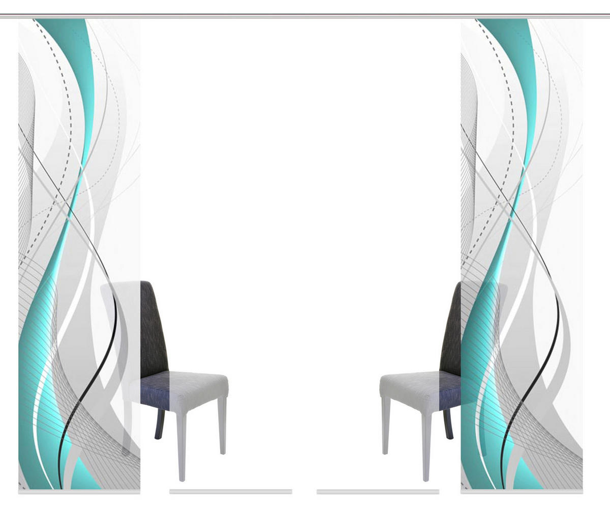 FLÄCHENVORHANG  4 Stück  halbtransparent   4x60/245 cm  - Petrol, Design, Textil (4x60/245cm)