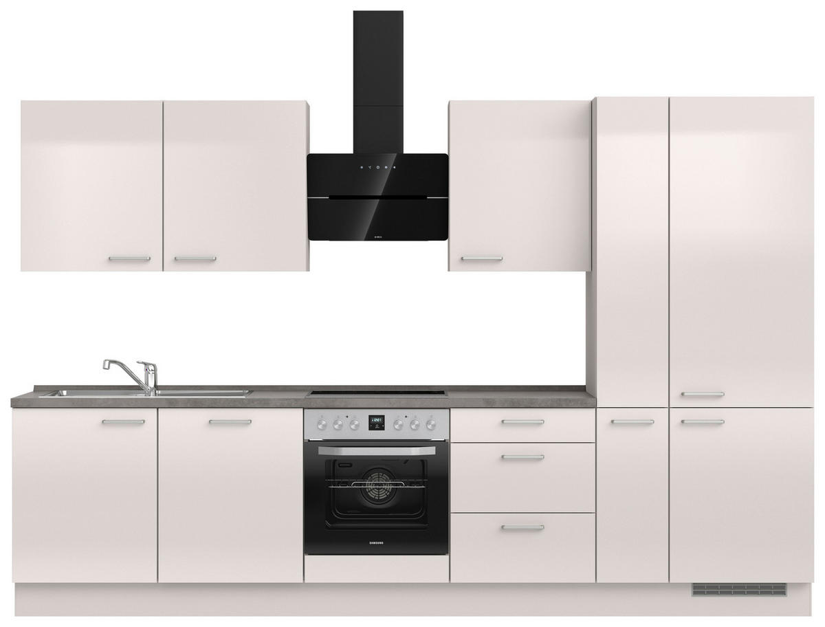 KÜCHENBLOCK Flash 330 cm  in Schieferfarben, Hellgrau  - Schieferfarben/Edelstahlfarben, MODERN, Holzwerkstoff/Metall (330cm) - Nobilia