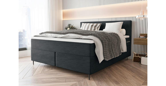 BOXSPRINGBETT 180/200 cm  in Anthrazit  - Anthrazit/Schwarz, KONVENTIONELL, Textil/Metall (180/200cm) - Carryhome