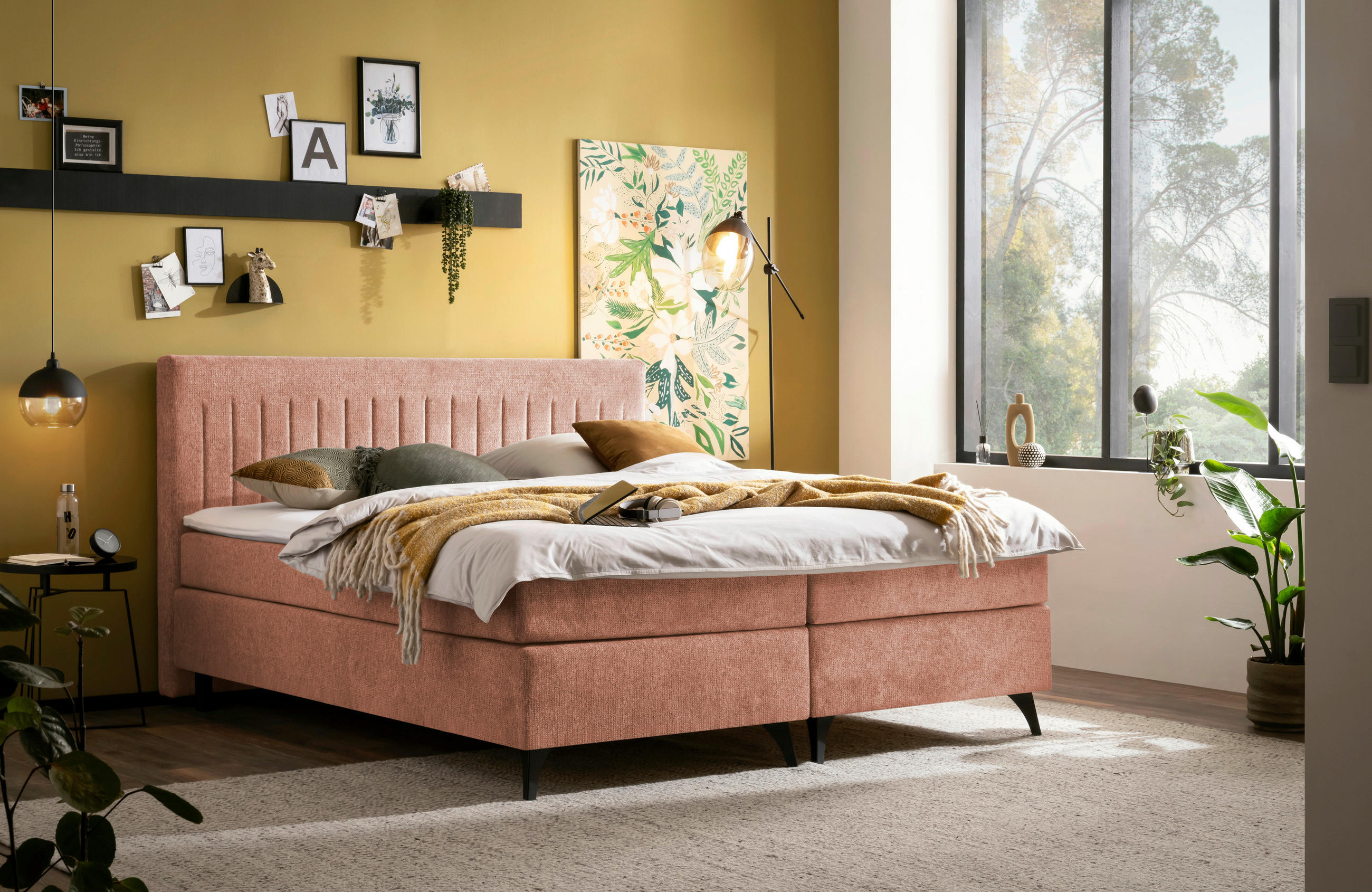 BOXSPRINGBETT 180/200 cm  in Rostfarben  - Rostfarben/Schwarz, Basics, Textil/Metall (180/200cm) - Boxxx