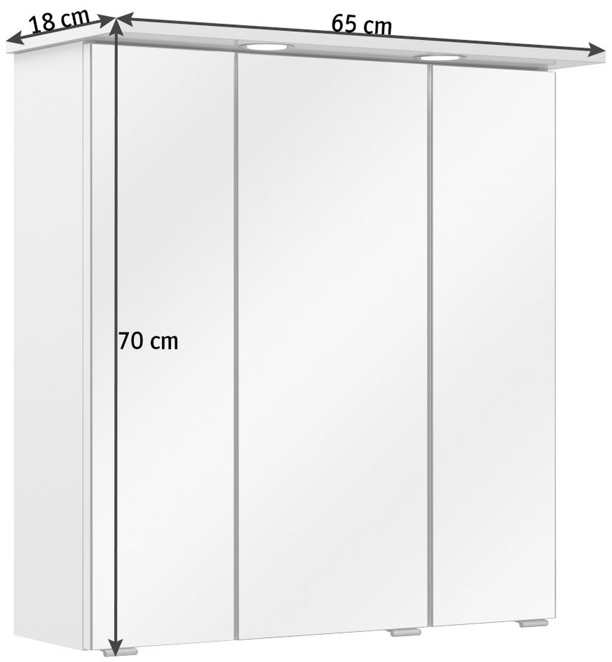 SPIEGELSCHRANK 65/70/18 cm  - Chromfarben/Weiß, KONVENTIONELL, Glas/Holzwerkstoff (65/70/18cm) - Xora