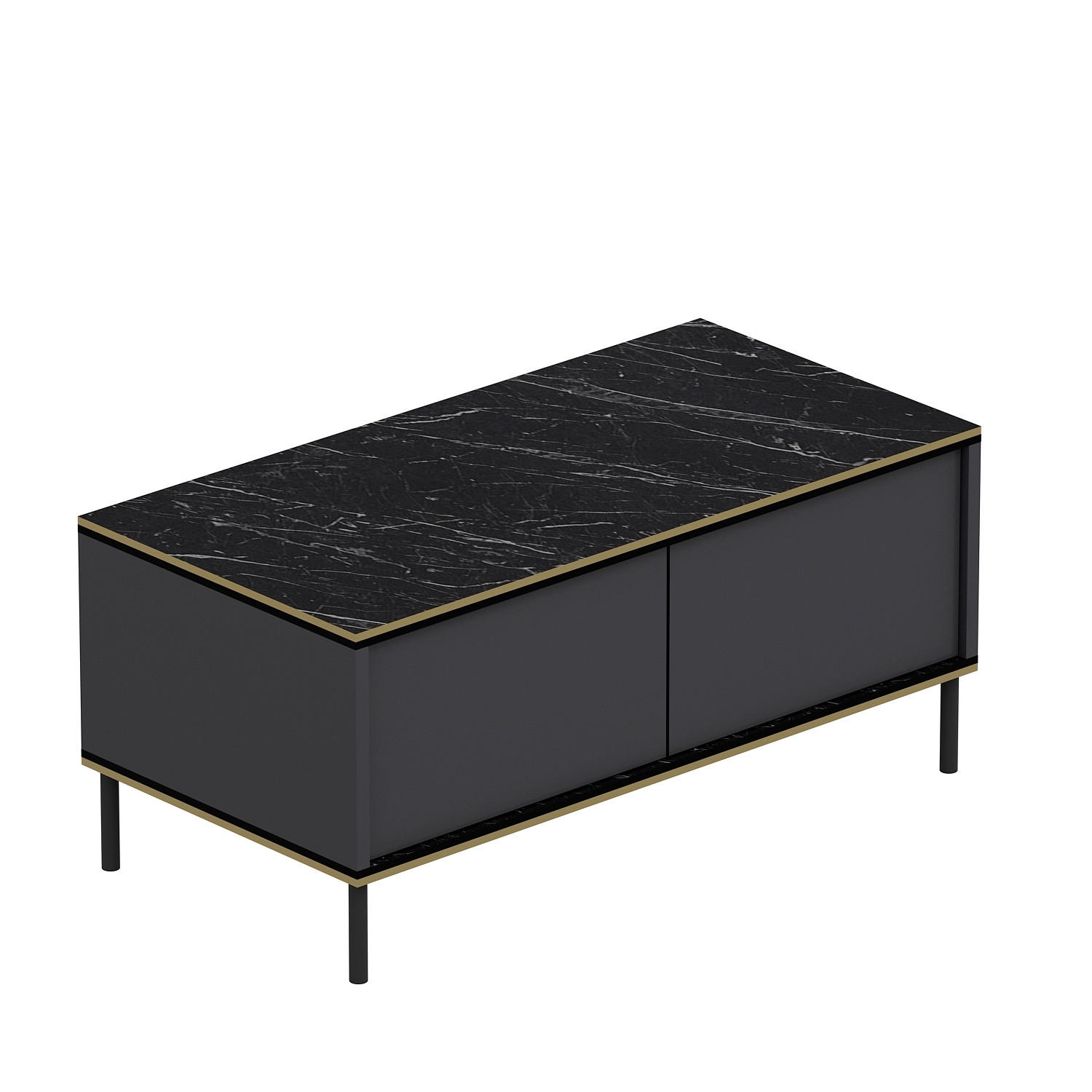 COUCHTISCH Imaj Couchtisch 90/45/40 cm rechteckig Anthrazit, Schwarz  - Anthrazit/Schwarz, Design, Holzwerkstoff/Metall (90/45/40cm) - Livetastic