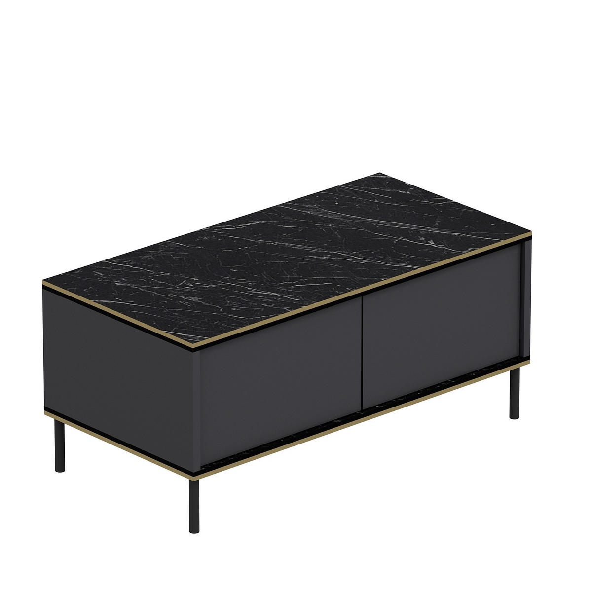 COUCHTISCH Imaj Couchtisch 90/45/40 cm rechteckig Anthrazit, Schwarz  - Anthrazit/Schwarz, Design, Holzwerkstoff/Metall (90/45/40cm) - Livetastic